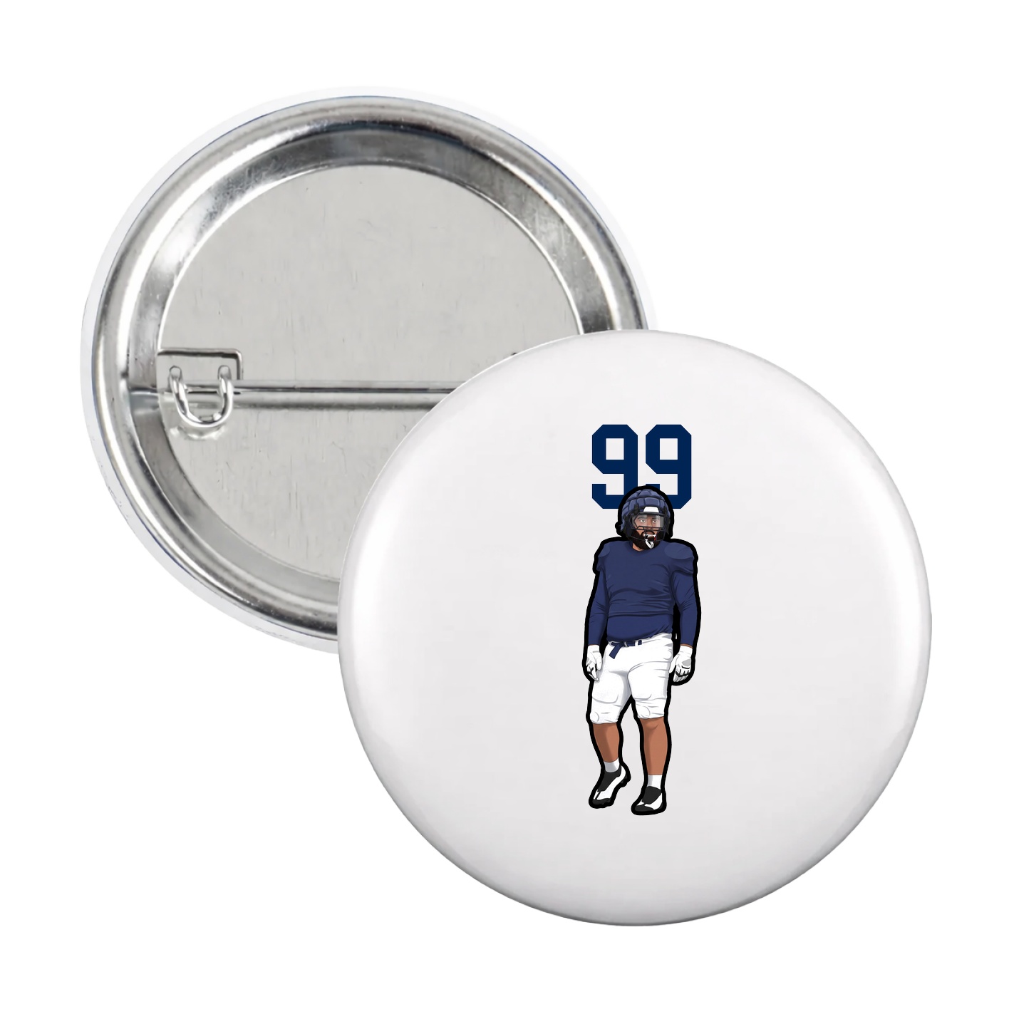 Game Day Button — Number Top in White