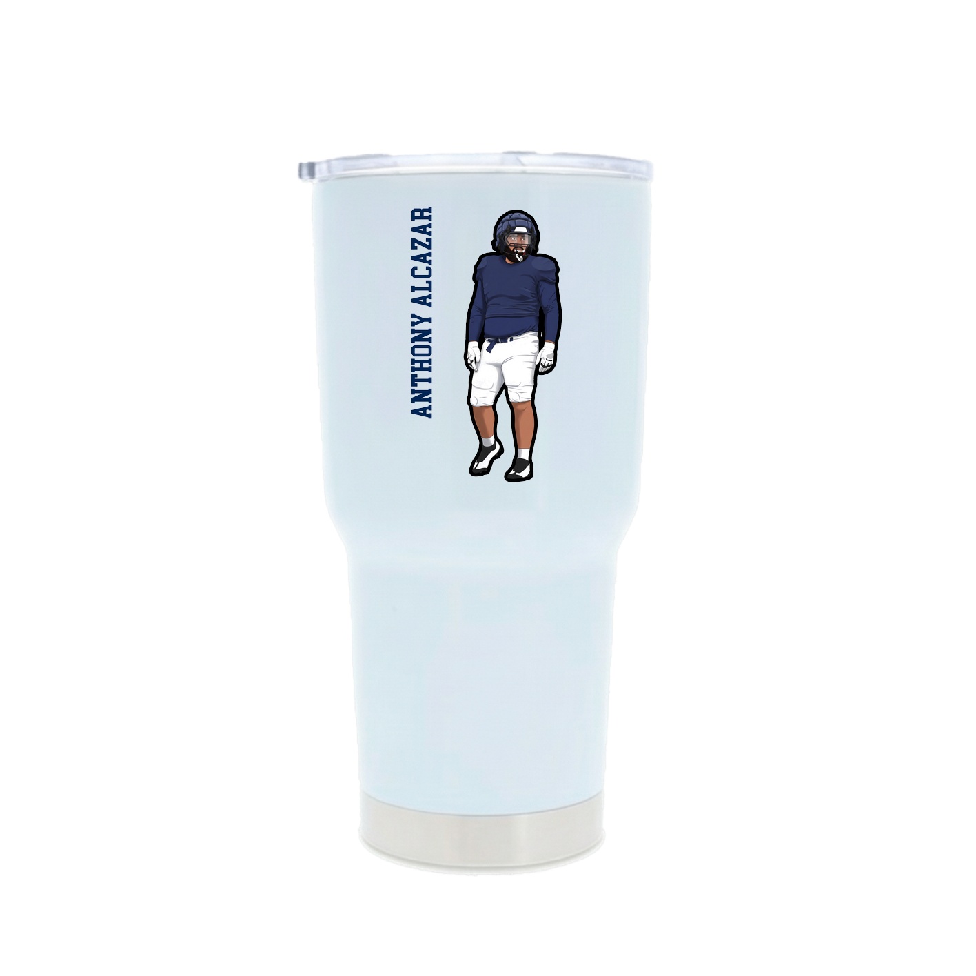30oz Stainless Steel Tumbler — Name Vertical in White