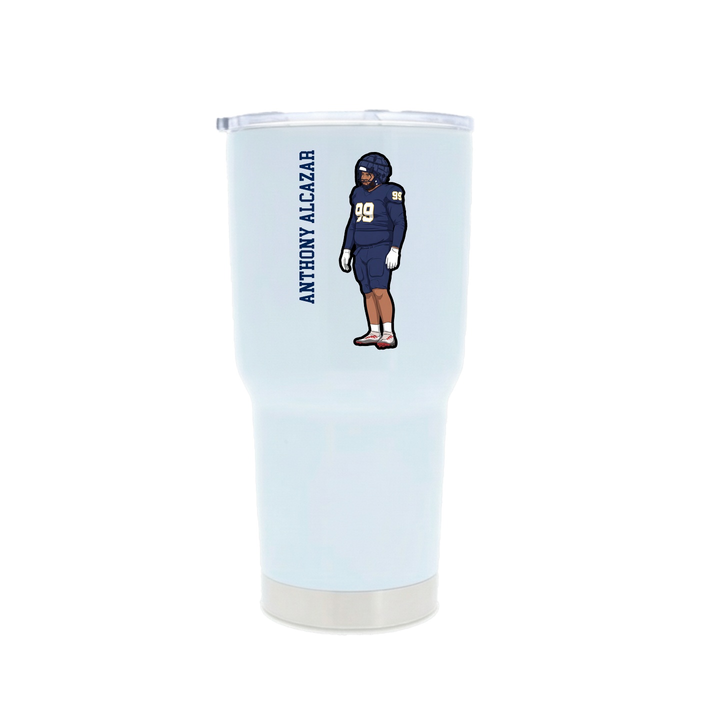 30oz Stainless Steel Tumbler — Name Vertical in White