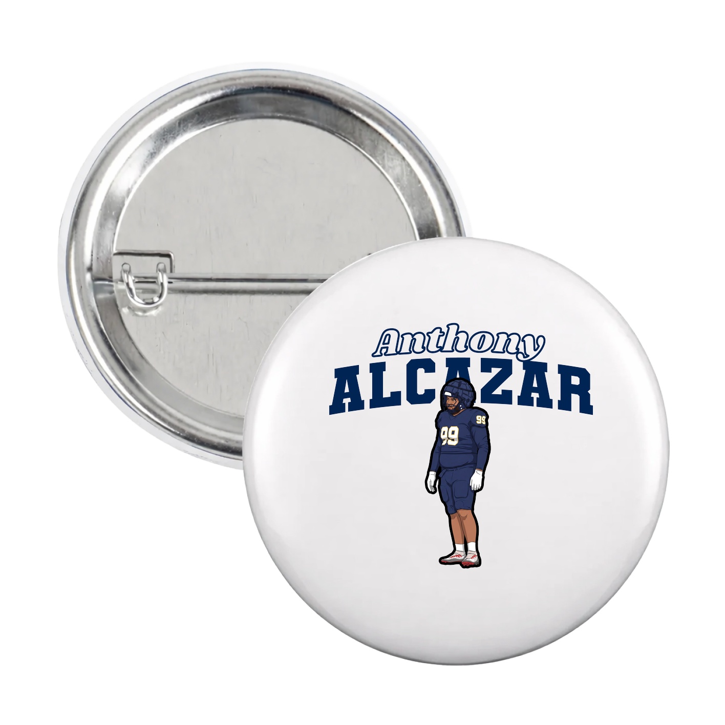 Game Day Button — Name Arch in White