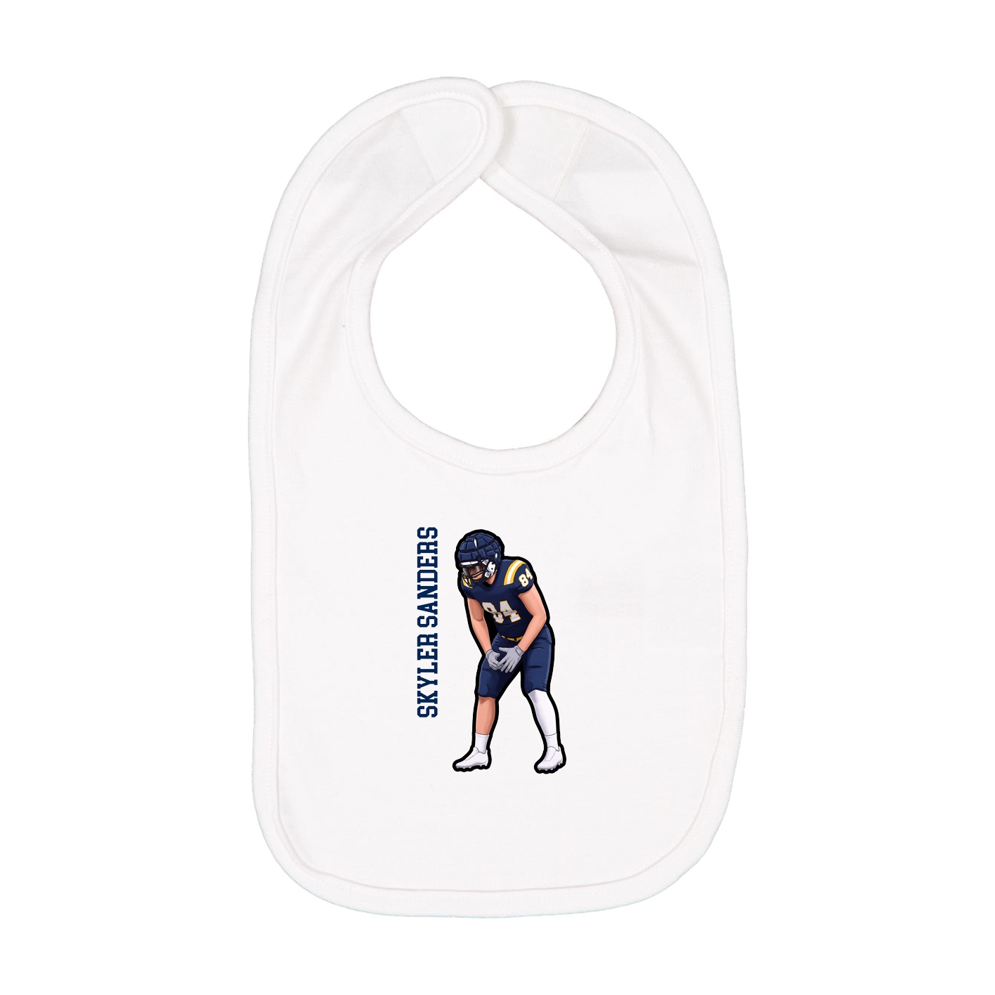 Infant Bib — Name Vertical in White