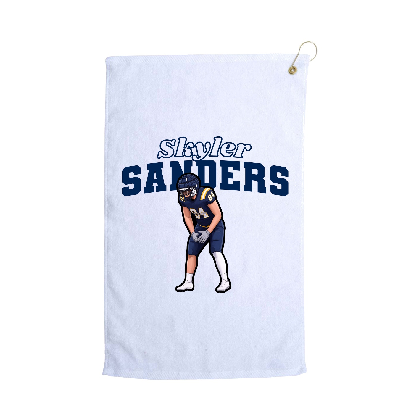 Golf Towel — Name Arch in White