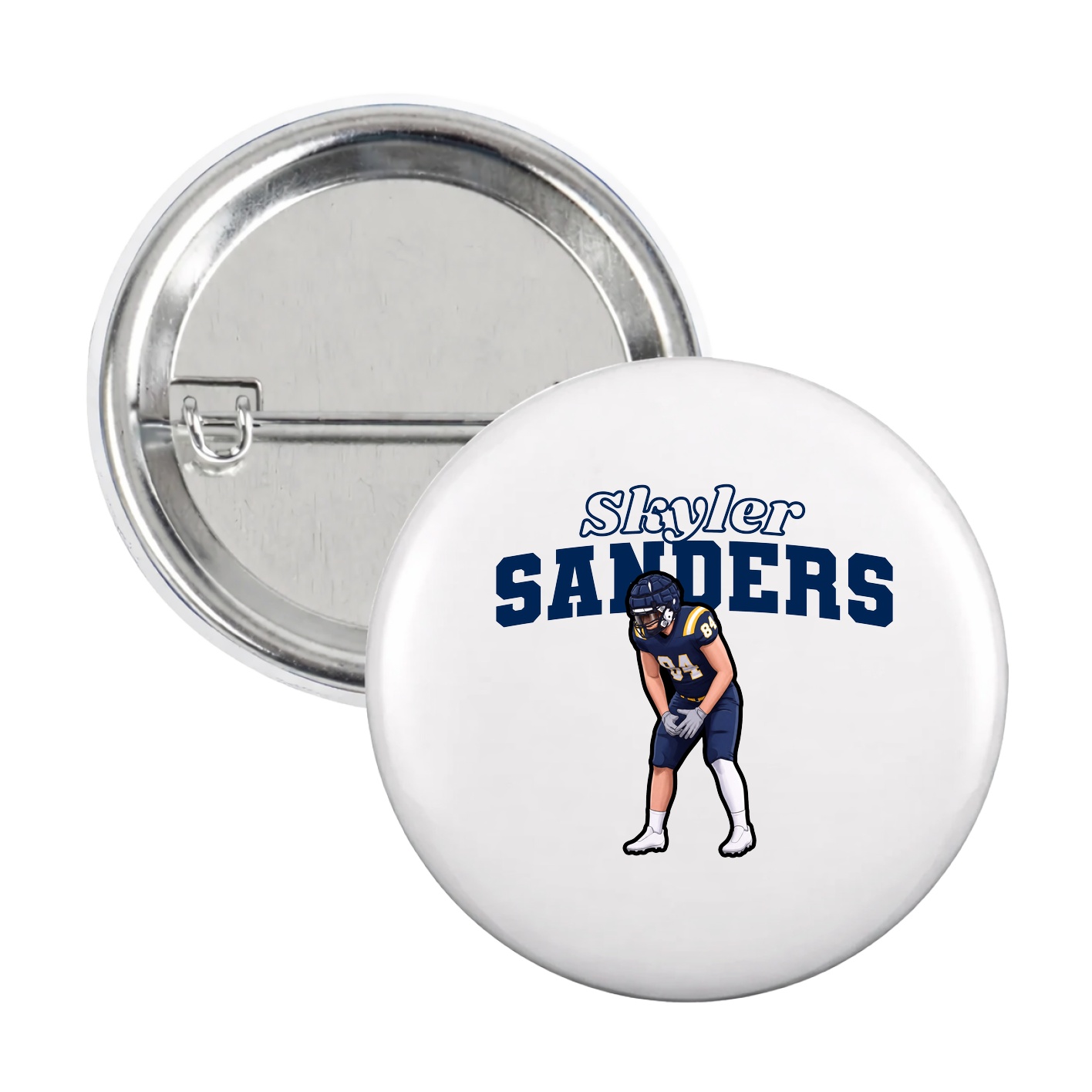 Game Day Button — Name Arch in White
