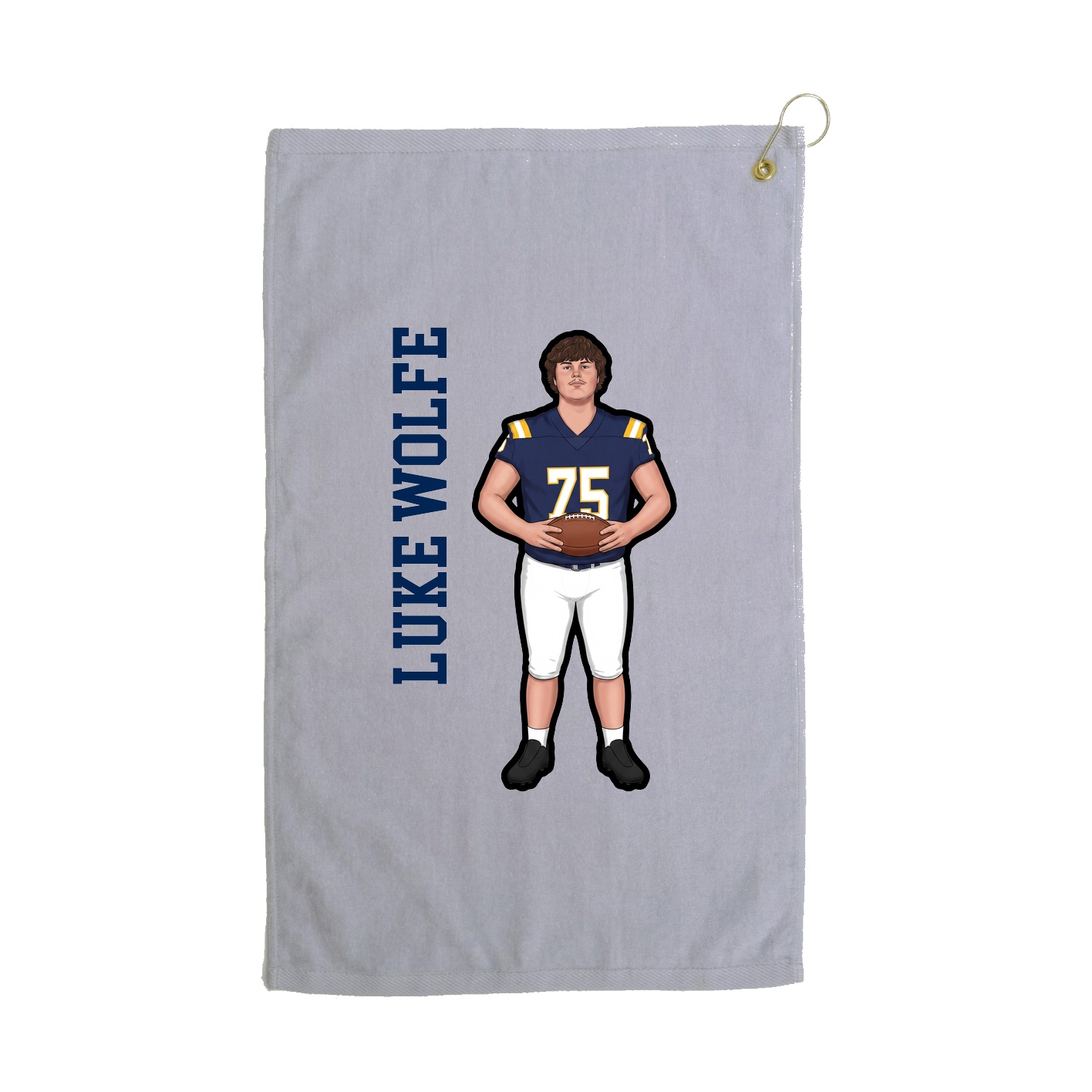 Golf Towel — Name Vertical in Grey