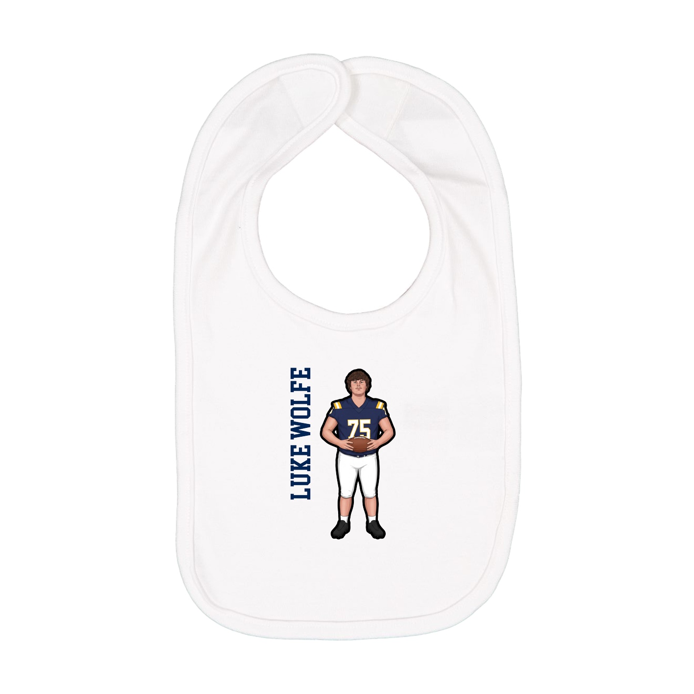 Infant Bib — Name Vertical in White