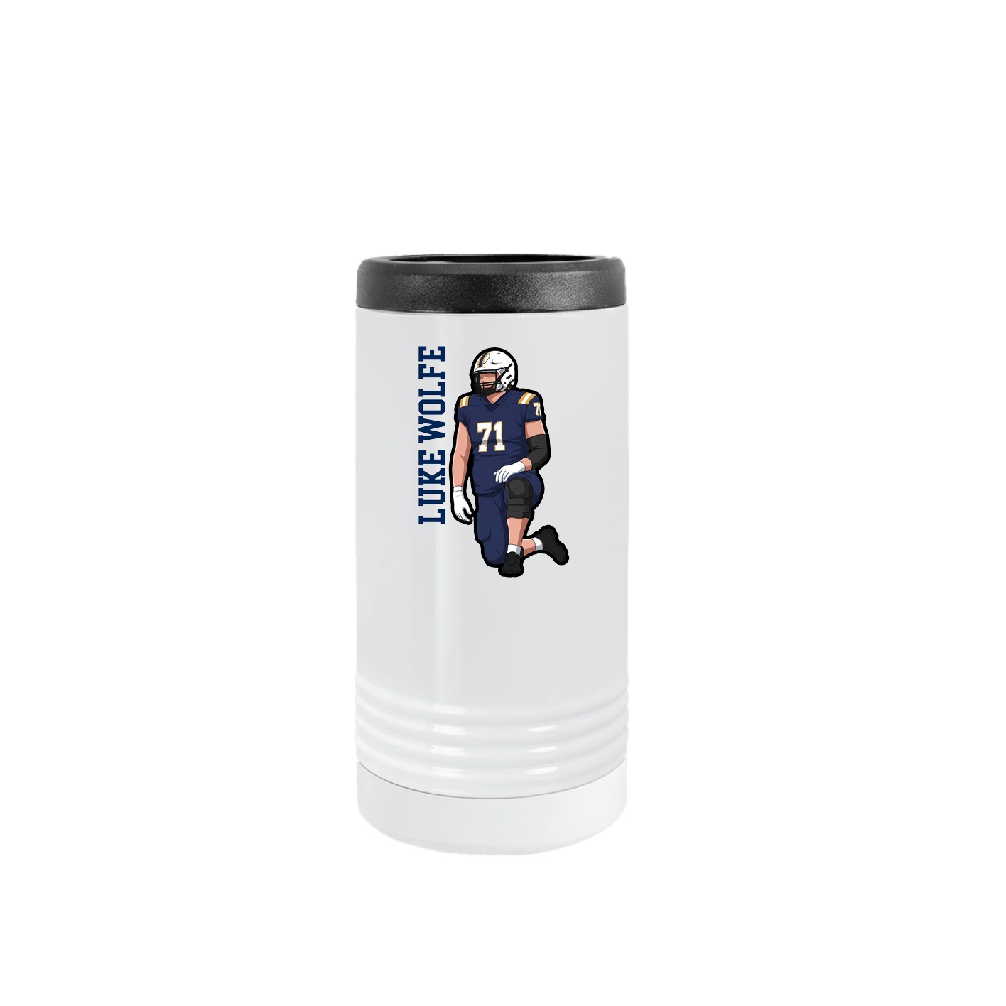 Slim Beverage Holder — Name Vertical in White