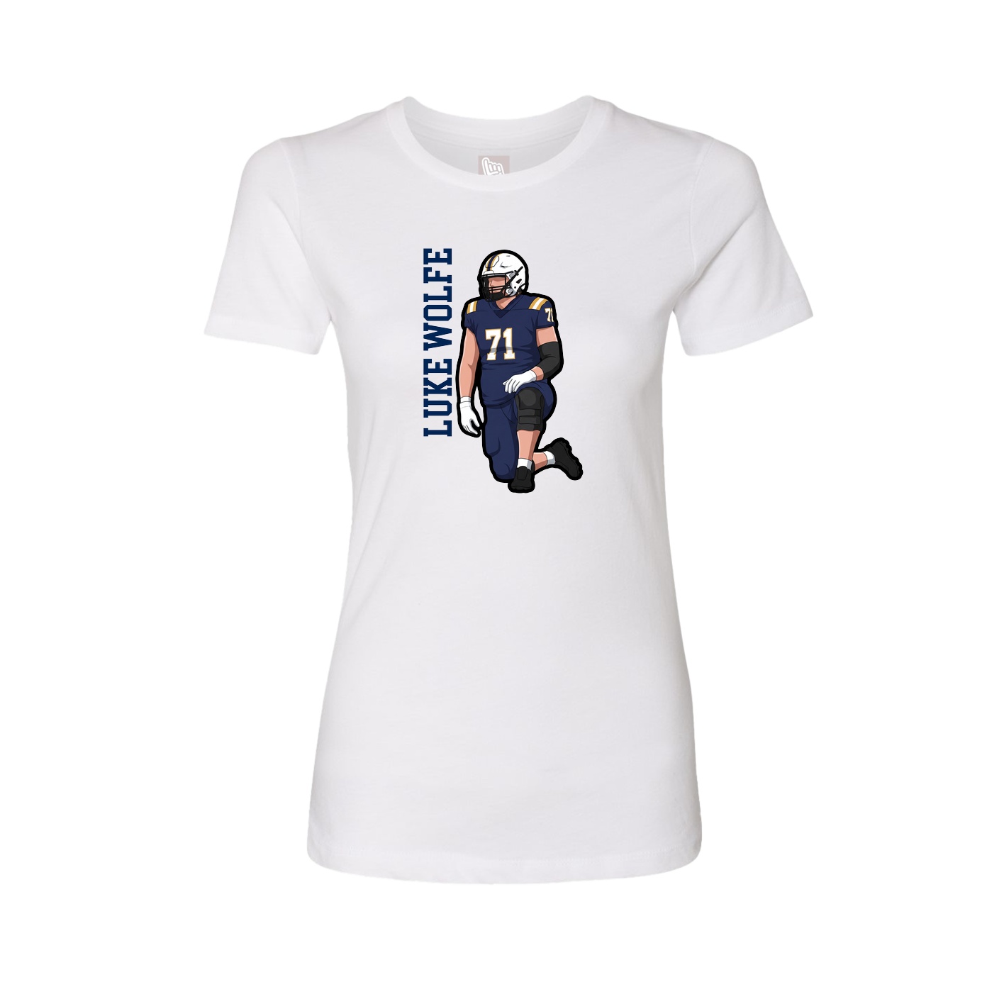 Fitted Women's Tee — Name Vertical in White