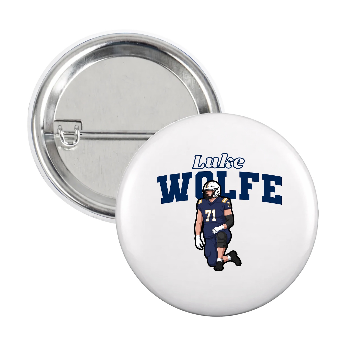 Game Day Button — Name Arch in White