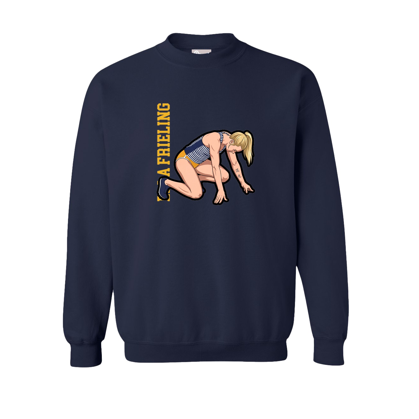 Fleece Crew — Name Vertical in Navy