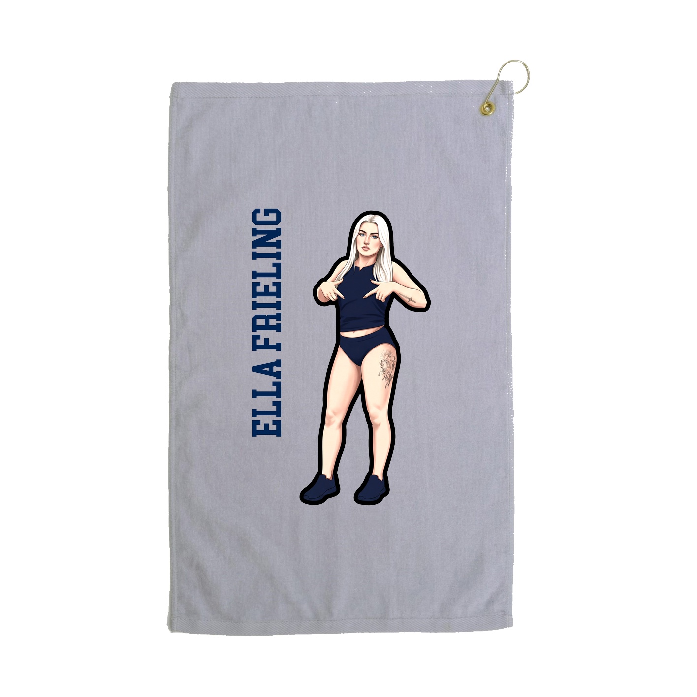 Golf Towel — Name Vertical in Grey