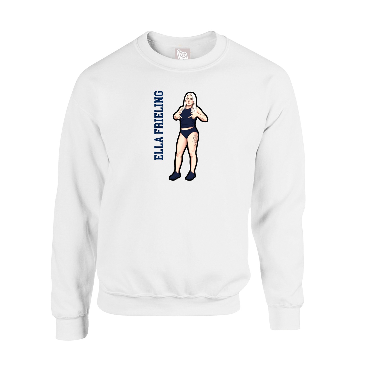 Fleece Crew — Name Vertical in White