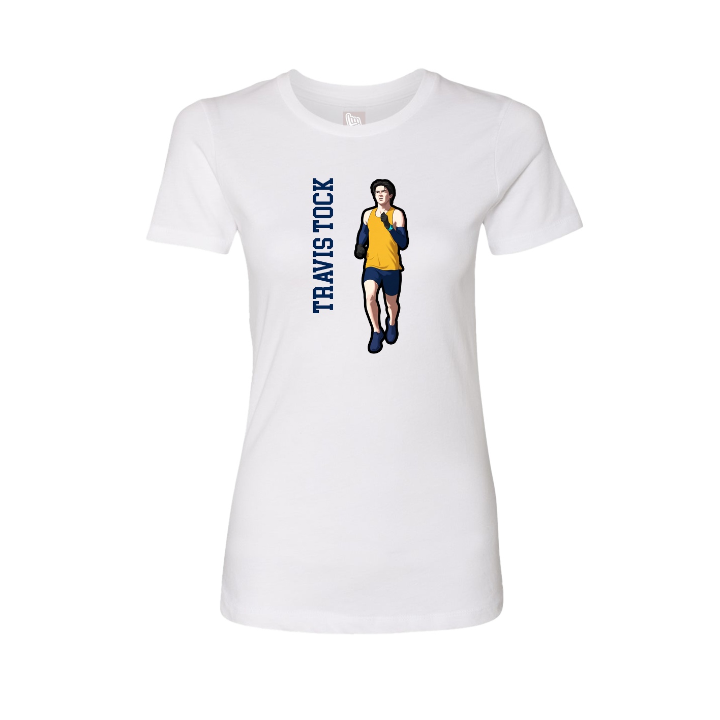 Fitted Women's Tee — Name Vertical in White