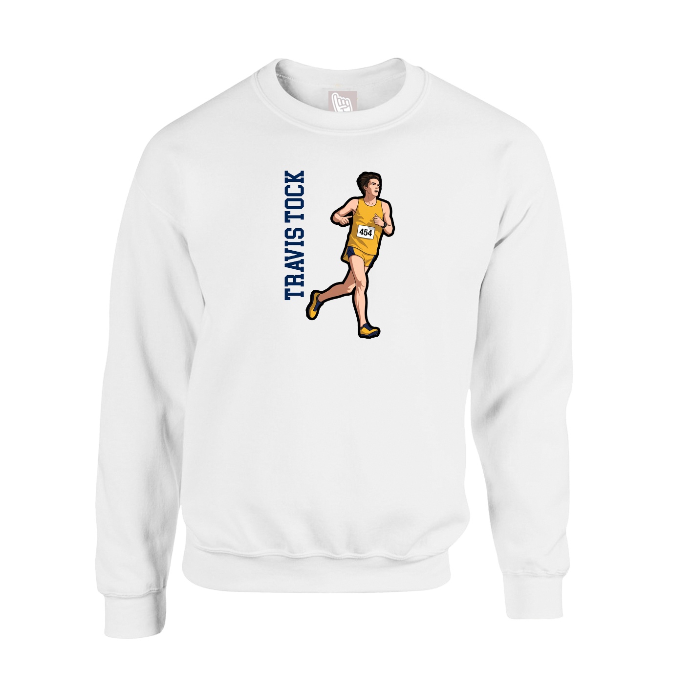 Fleece Crew — Name Vertical in White