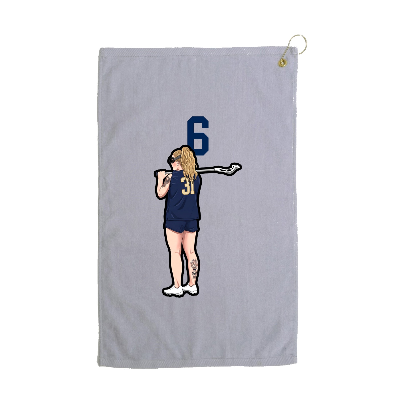 Golf Towel — Number Top in Grey