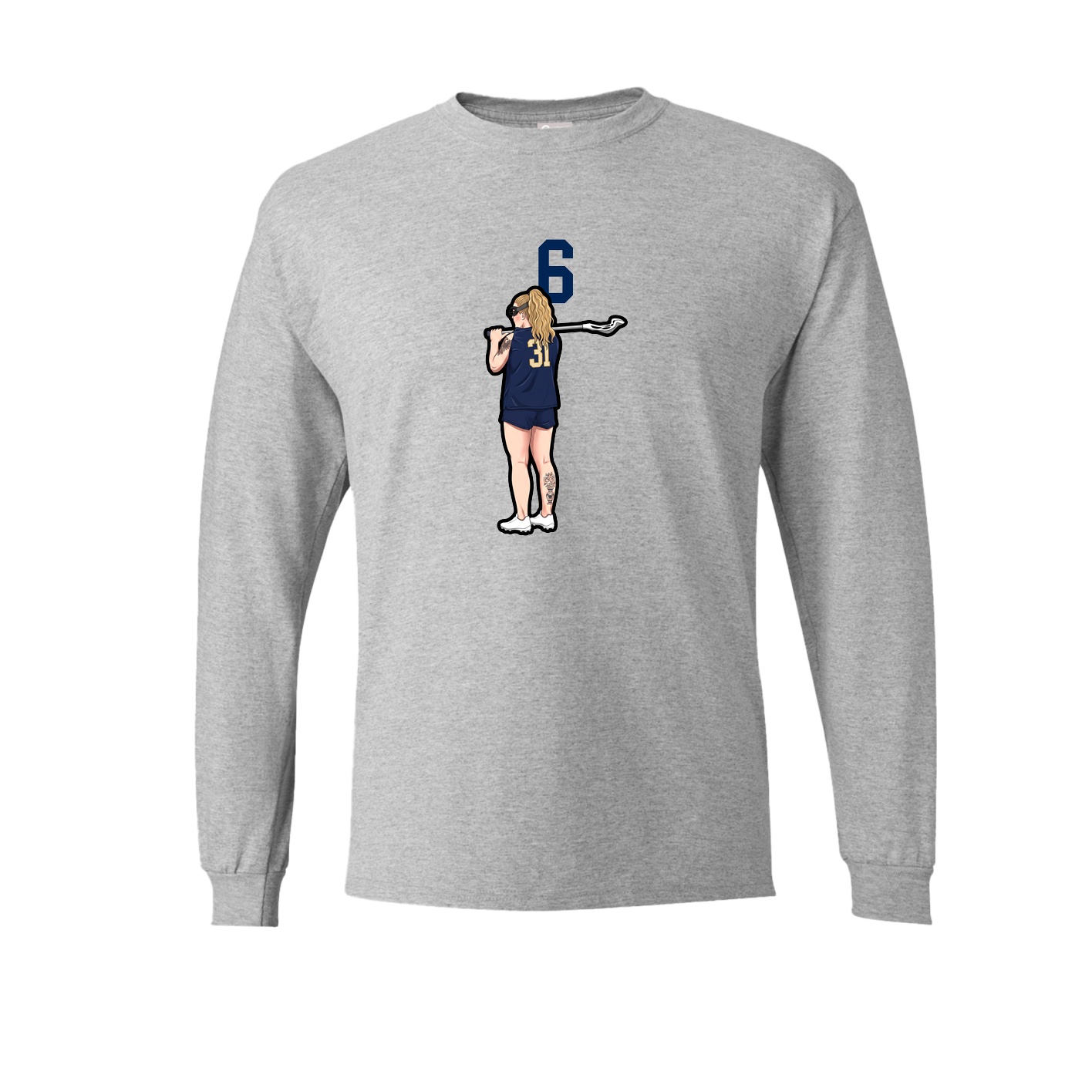 Long Sleeve Tee — Number Top in Grey