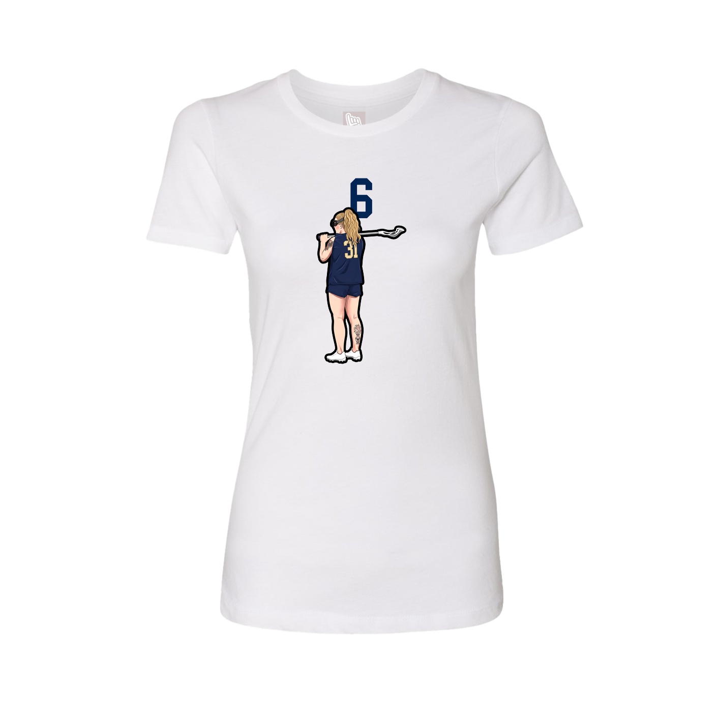 Womens Tee — Number Top in White
