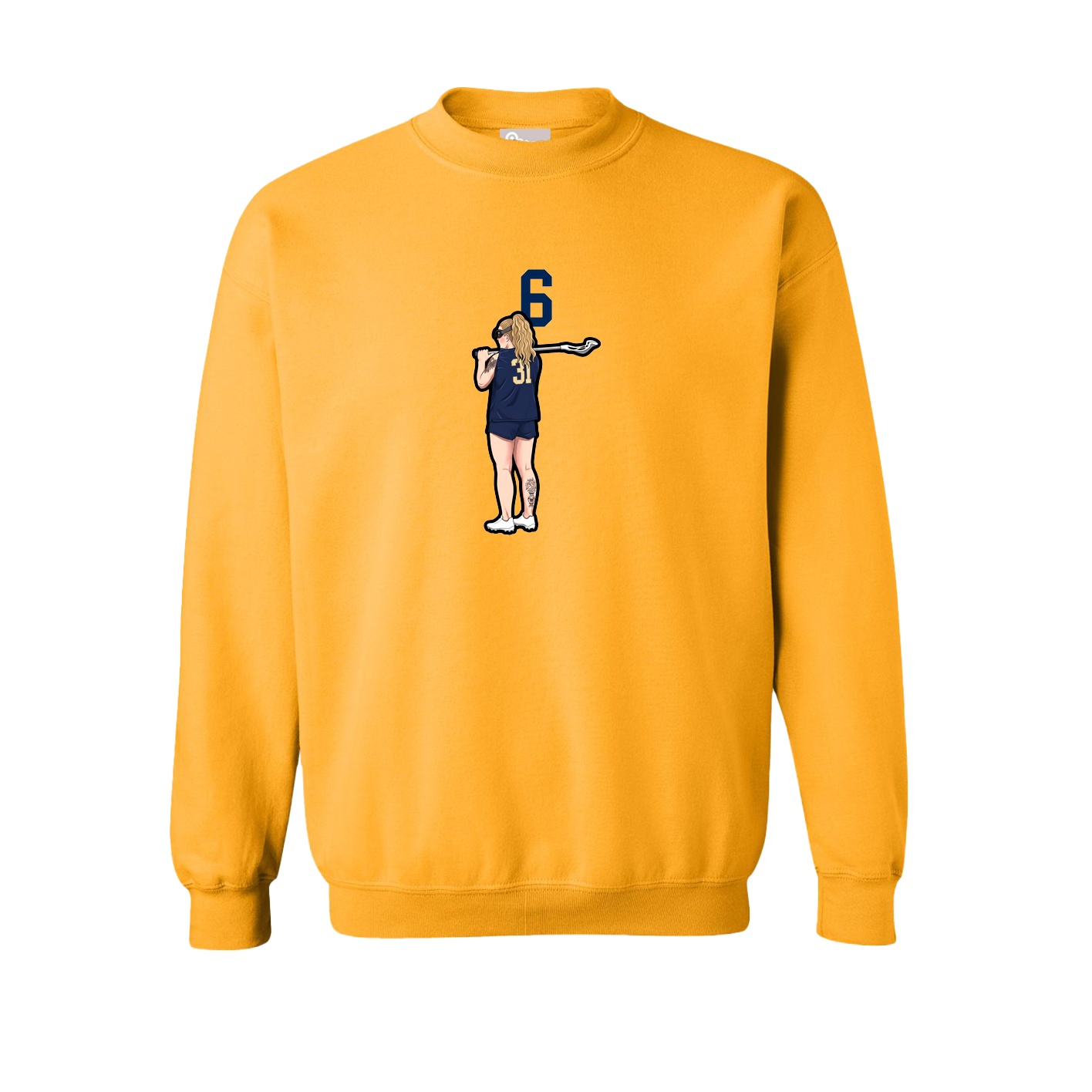 Fleece Crew — Number Top in Gold