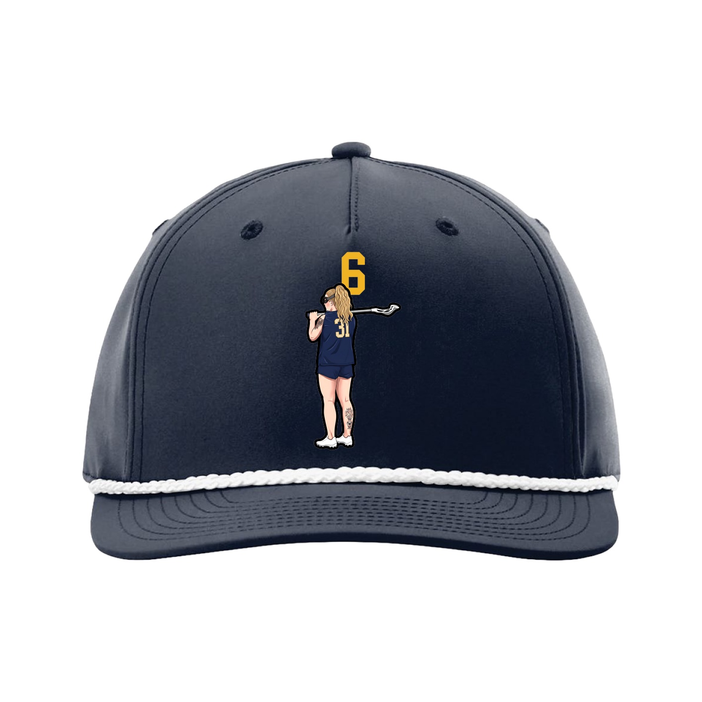 Five-Panel Classic Rope Cap — Number Top in Navy