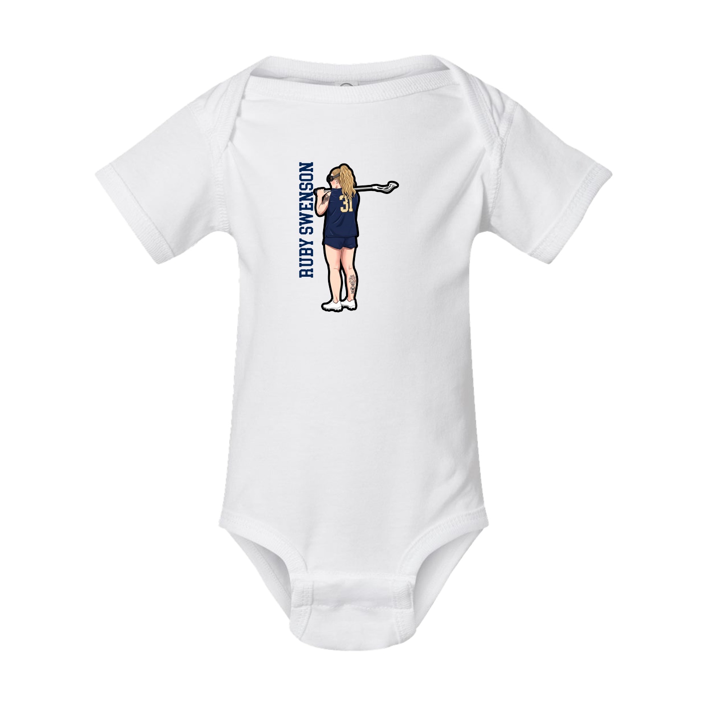 Baby Onesie — Name Vertical in White