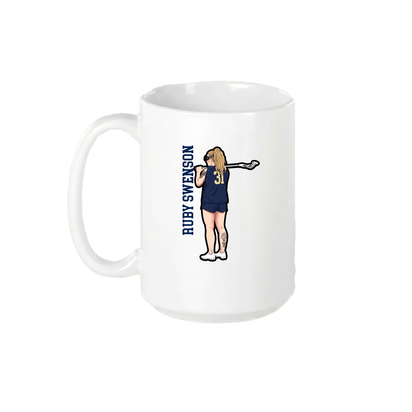 15oz Coffee Mug — Name Vertical in White