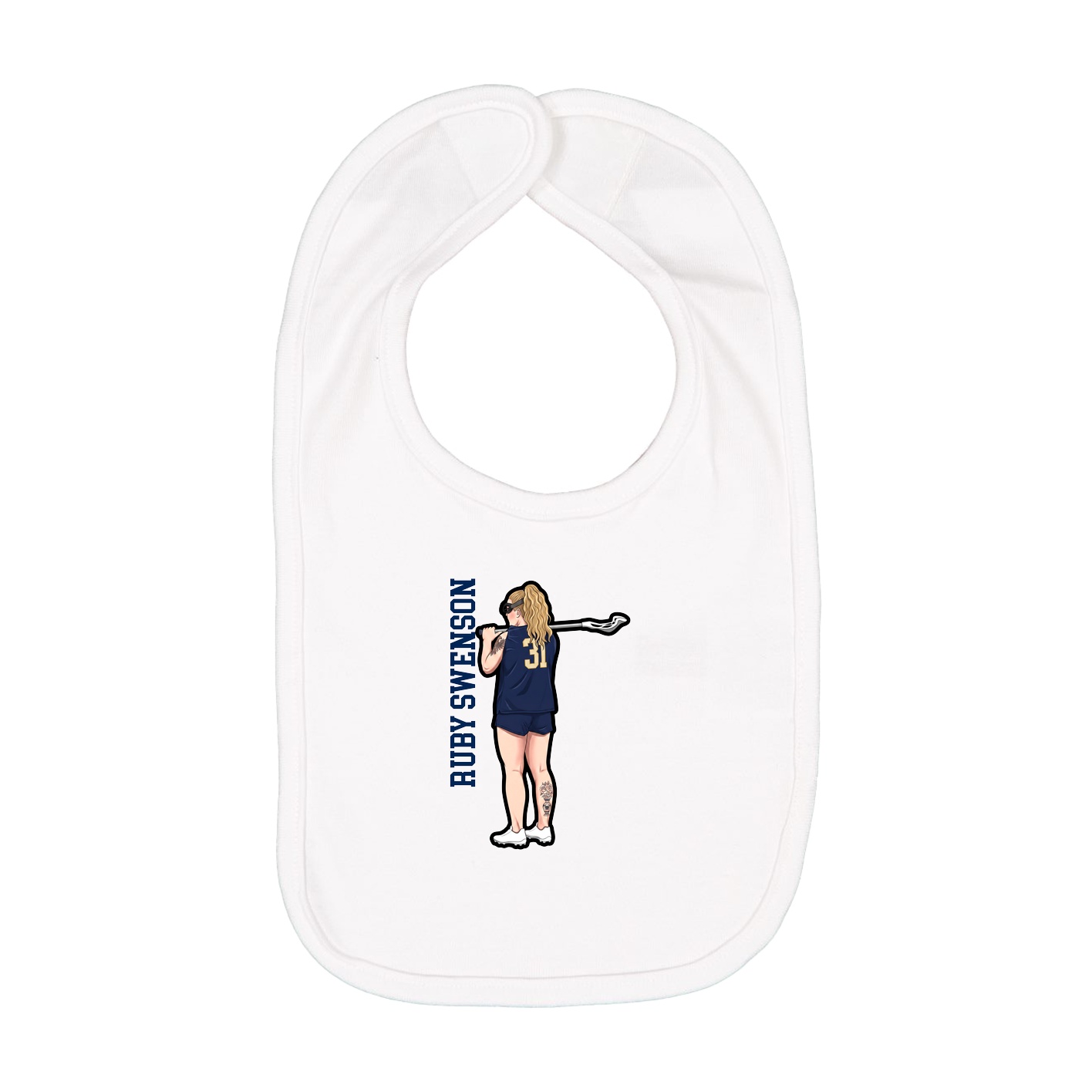 Infant Bib — Name Vertical in White