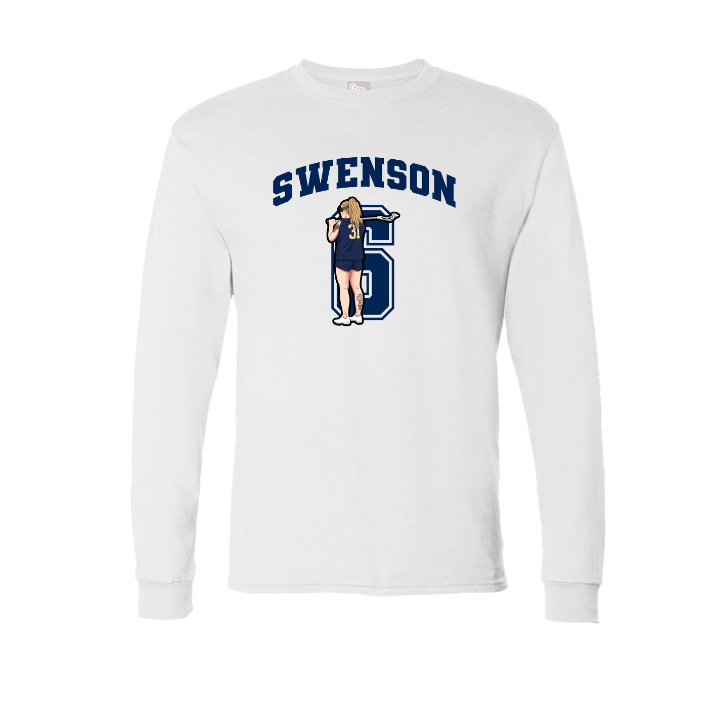 Long Sleeve Tee — Number in White