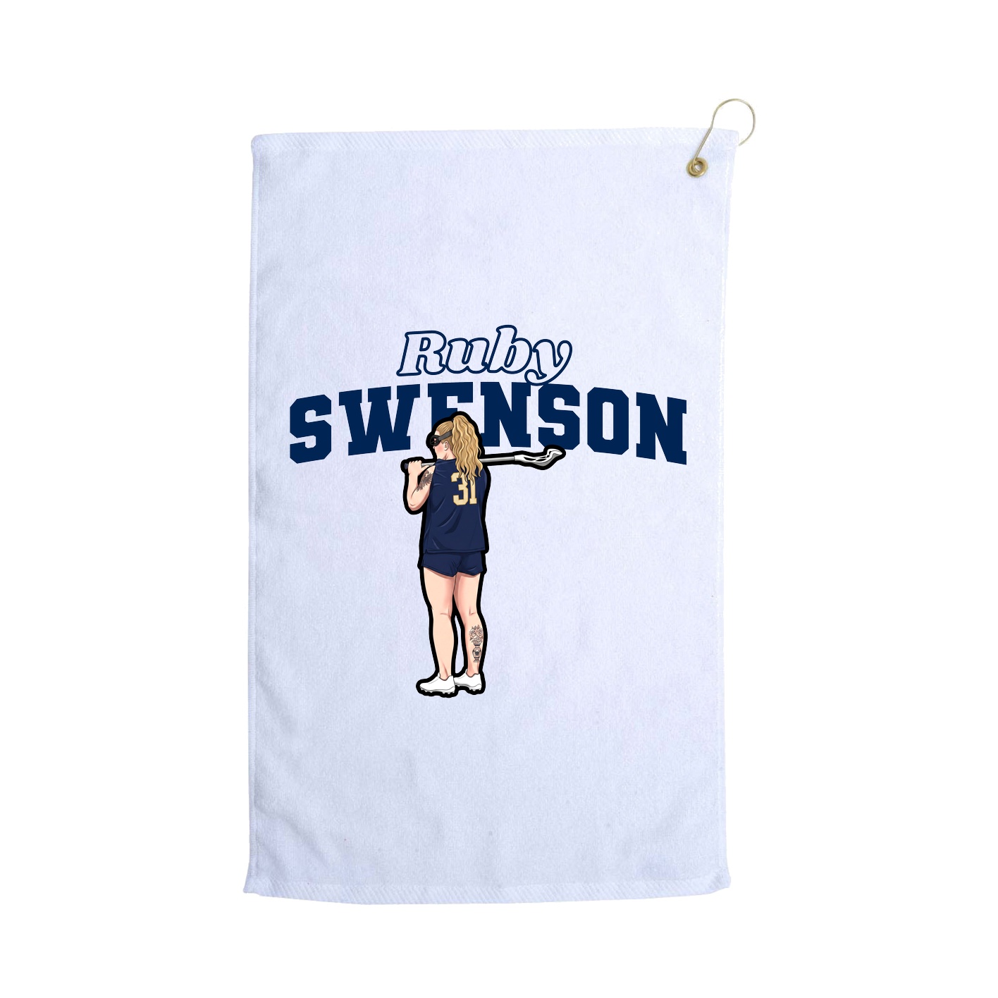 Golf Towel — Name Arch in White