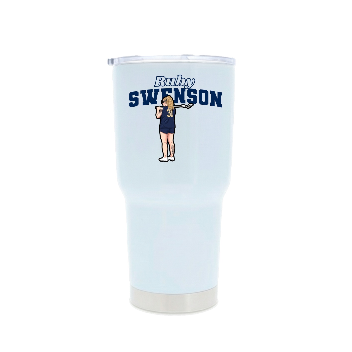 30oz Stainless Steel Tumbler — Name Arch in White