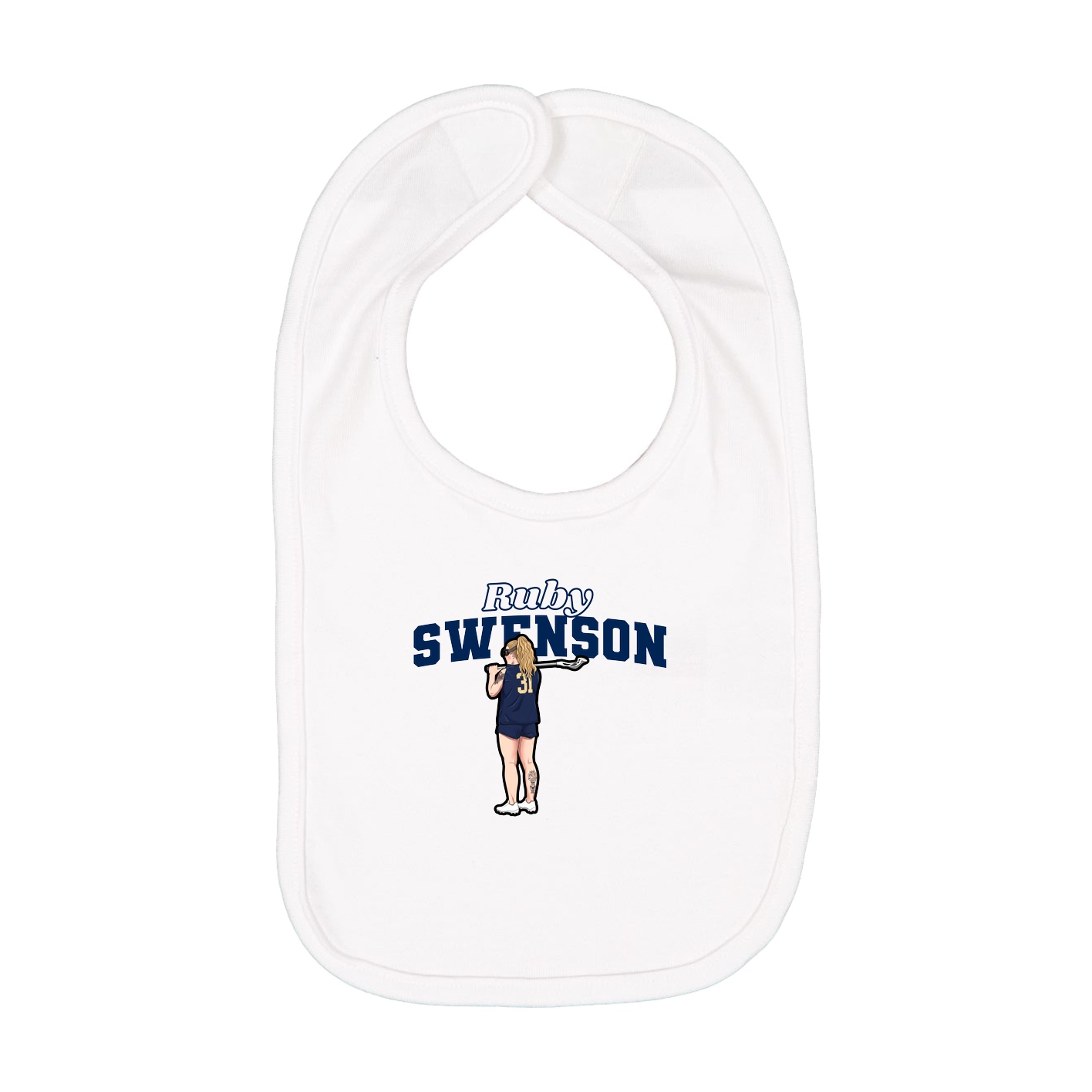 Infant Bib — Name Arch in White