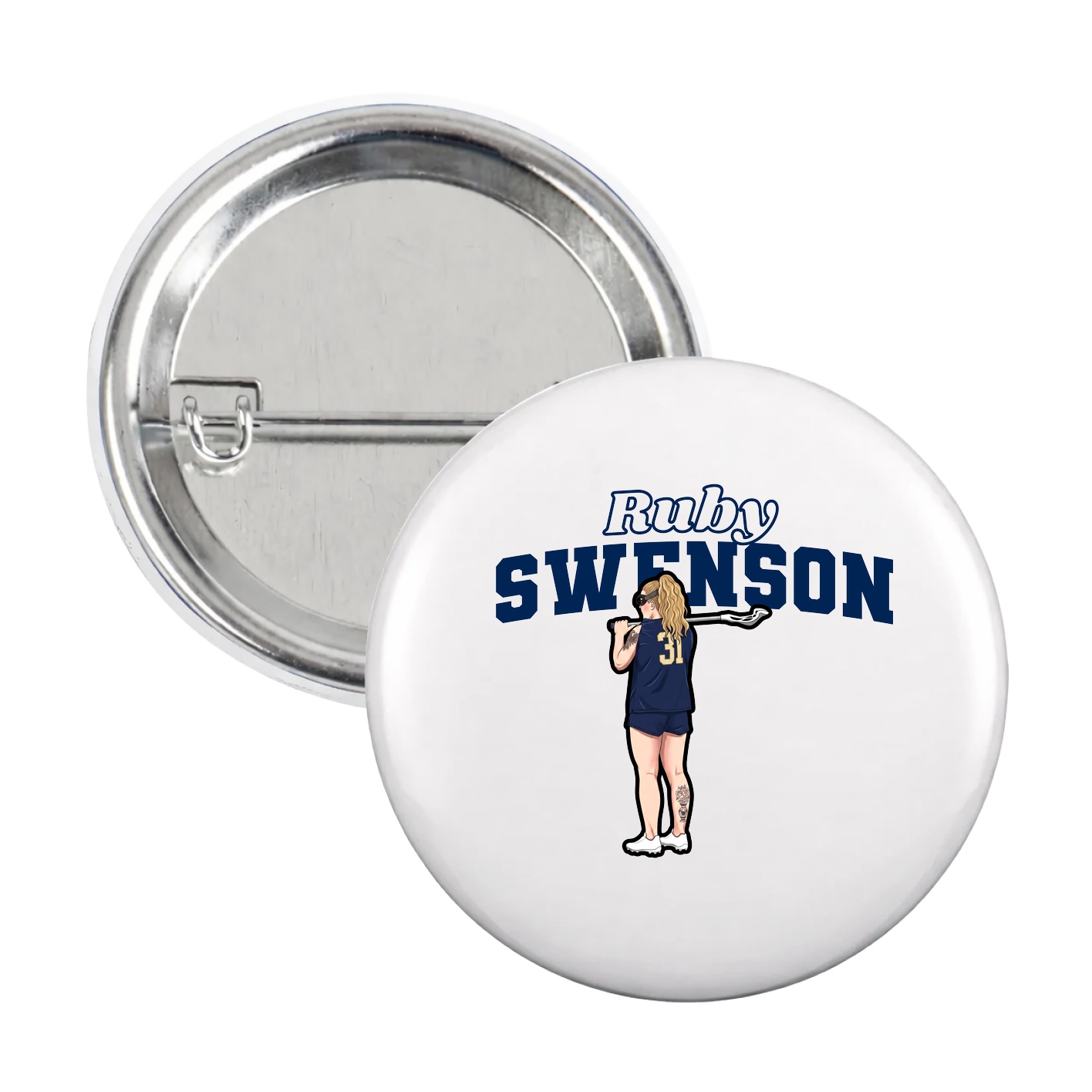Game Day Button — Name Arch in White