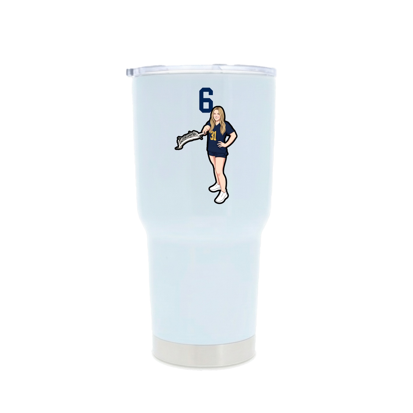 30oz Stainless Steel Tumbler — Number Top in White