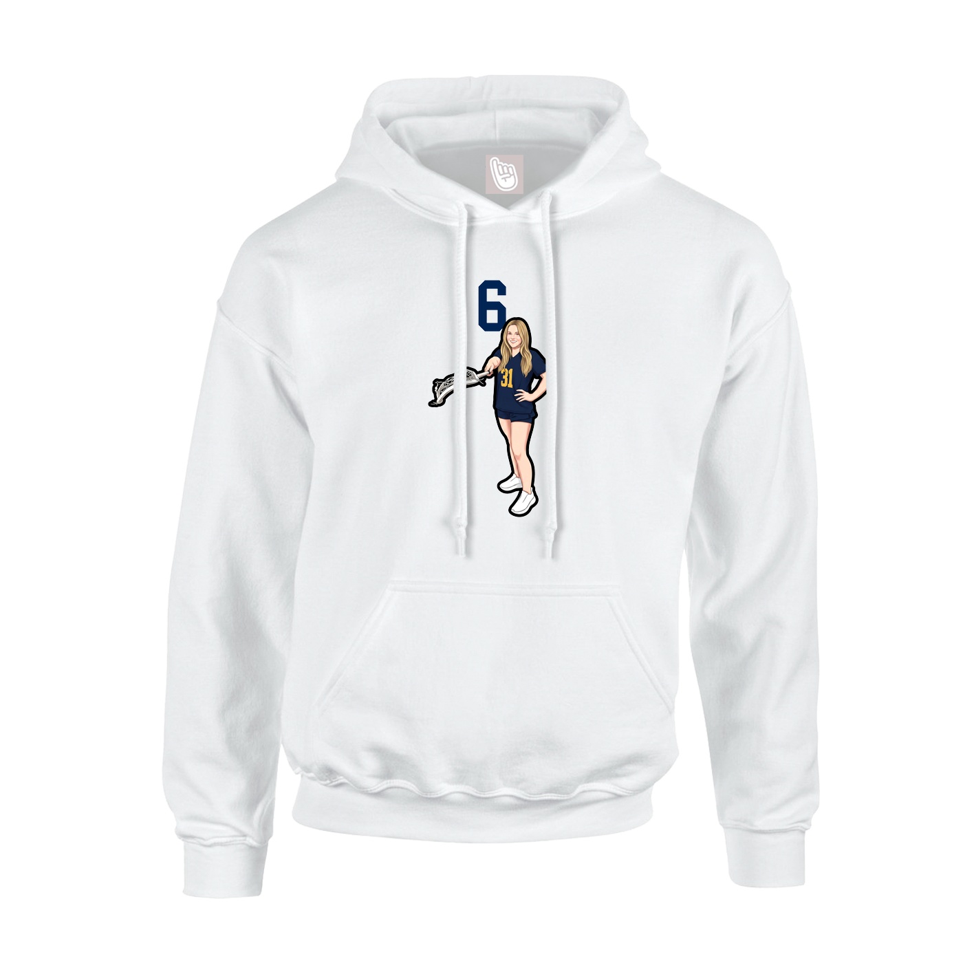 Youth Hoodie — Number Top in White