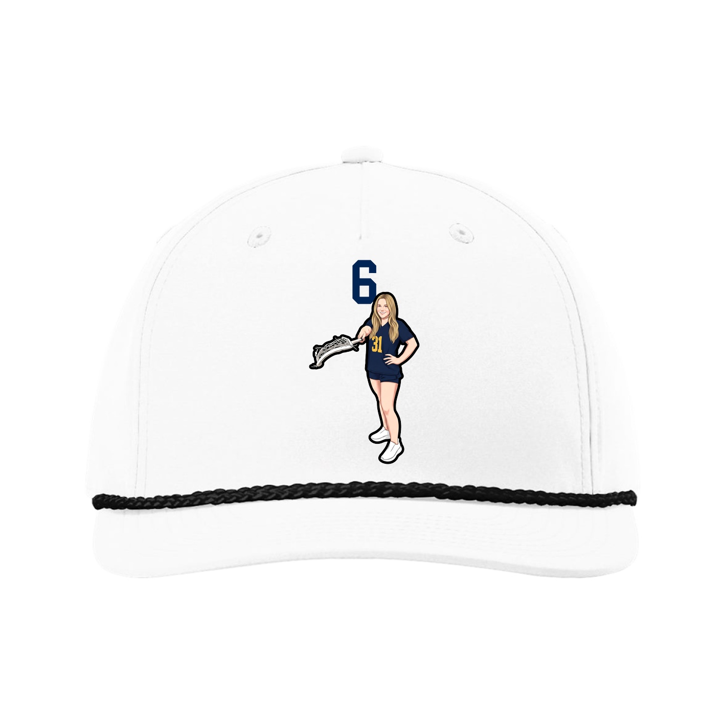 Five-Panel Classic Rope Cap — Number Top in White