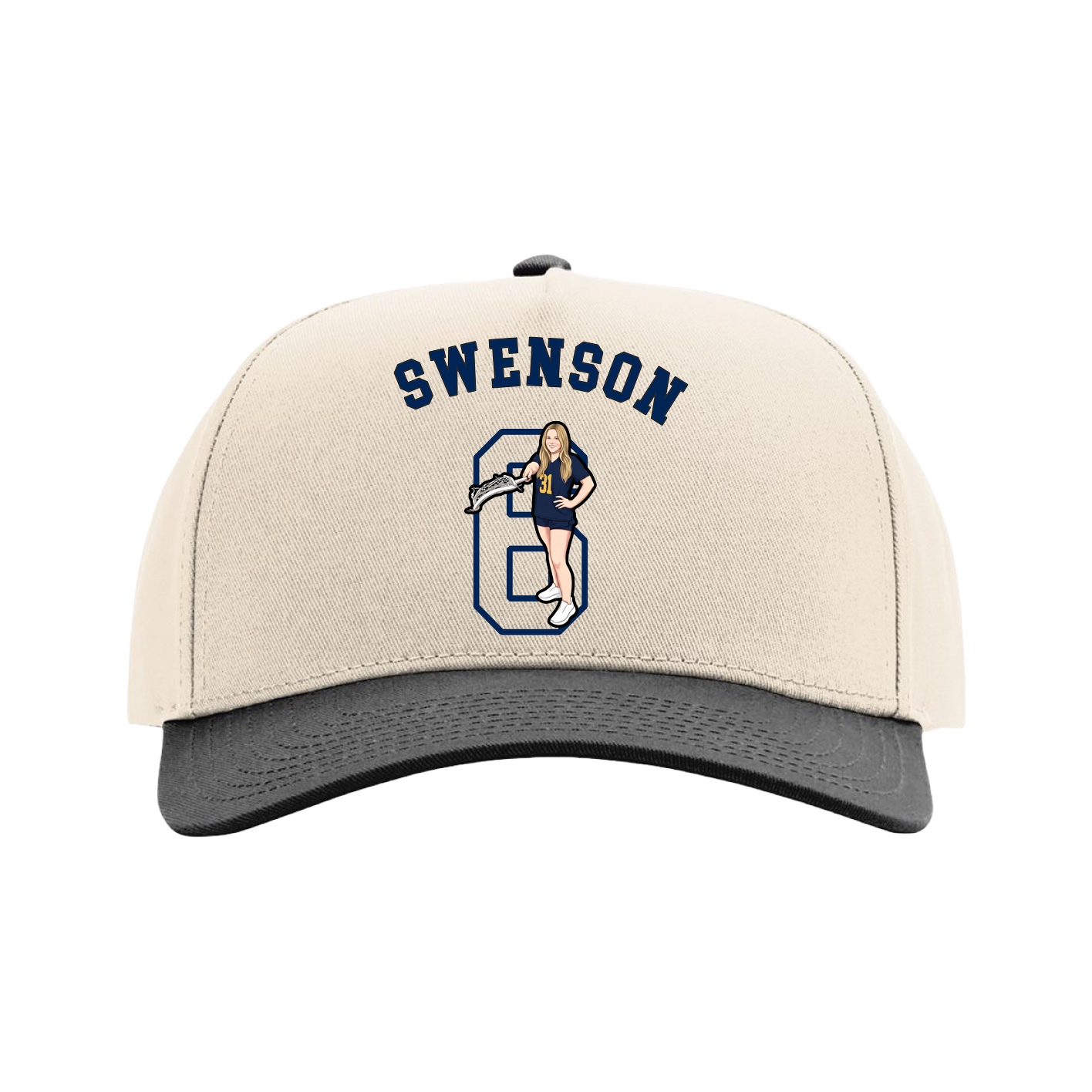 Full Fabric Five-Panel Champ Cap — Shirsey Arch in Cream/Black