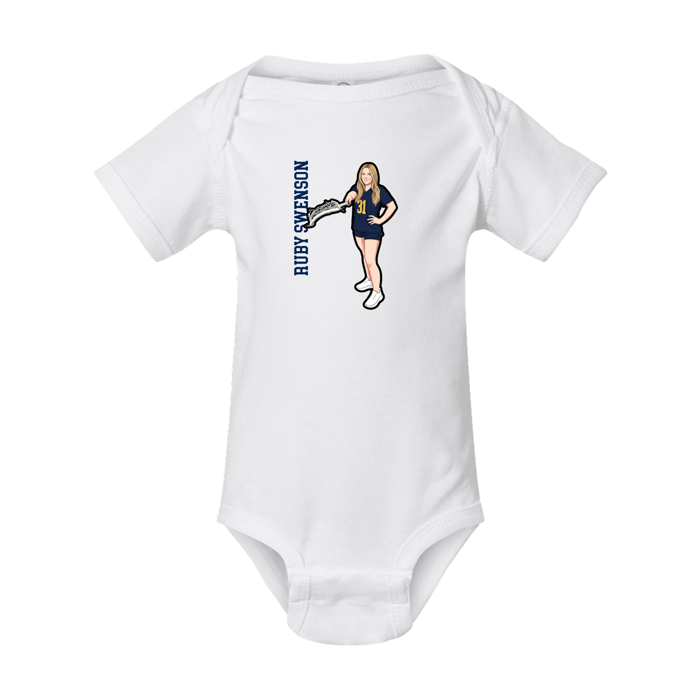 Baby Onesie — Name Vertical in White