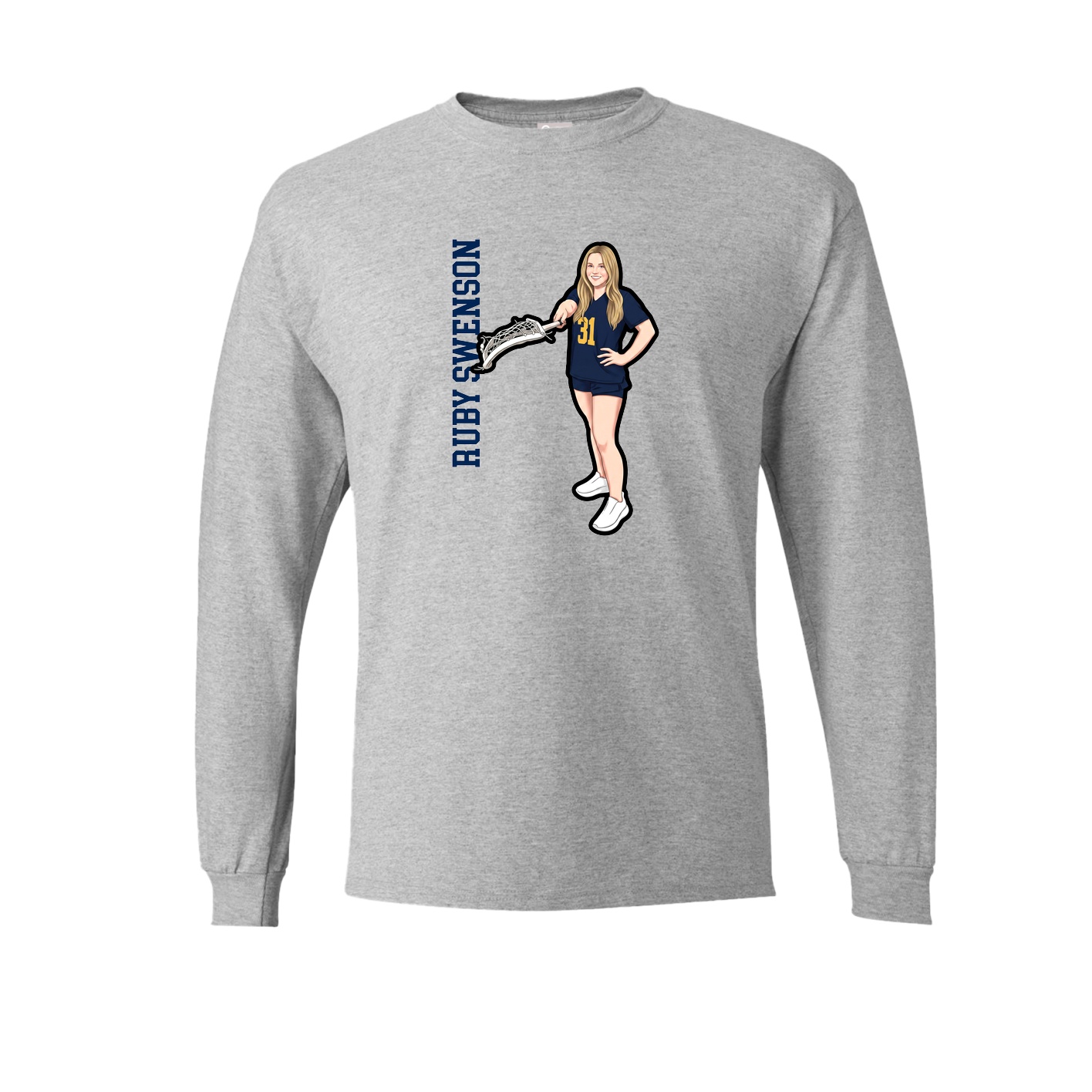 Long Sleeve Tee — Name Vertical in Grey