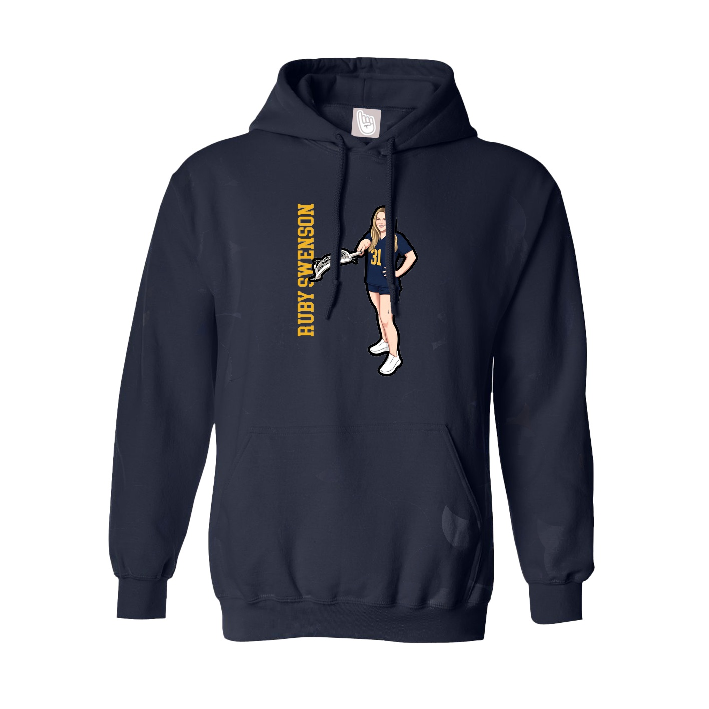 Hoodie — Name Vertical in Navy