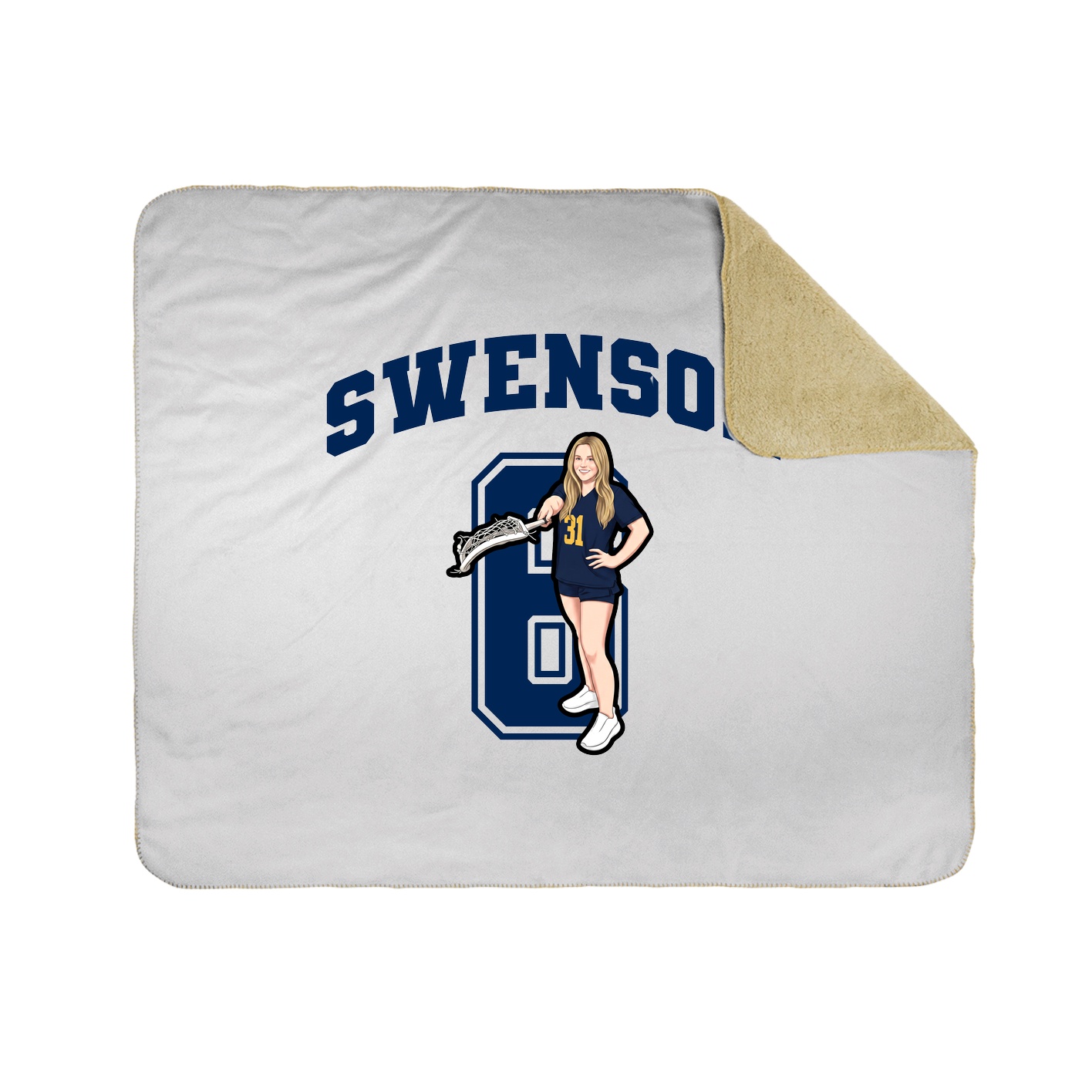 Throw Blanket — Number in White