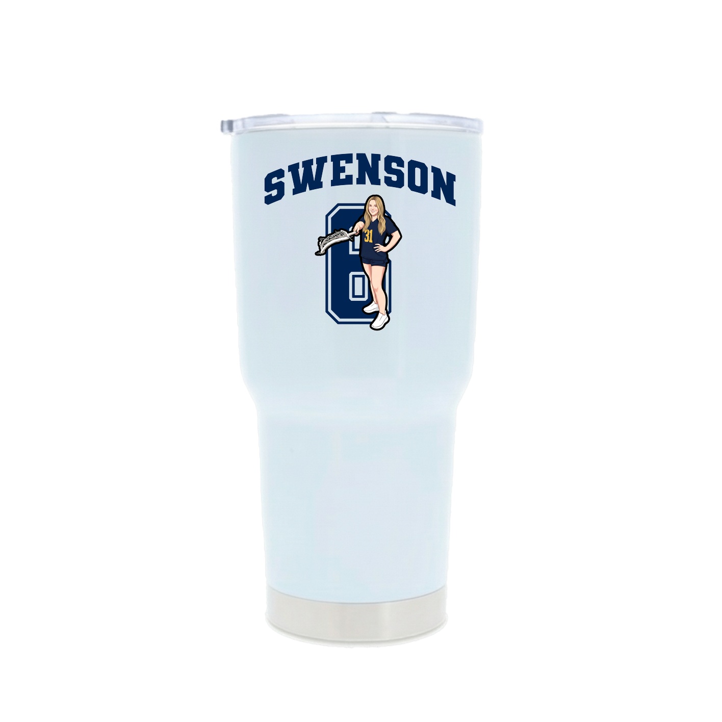 30oz Stainless Steel Tumbler — Number in White