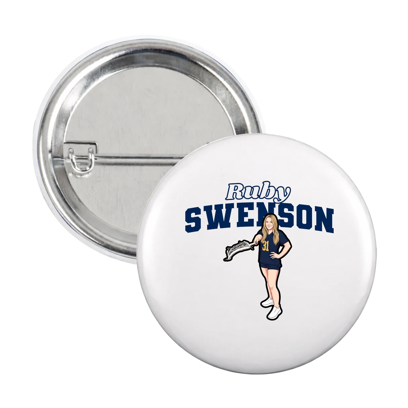 Game Day Button — Name Arch in White