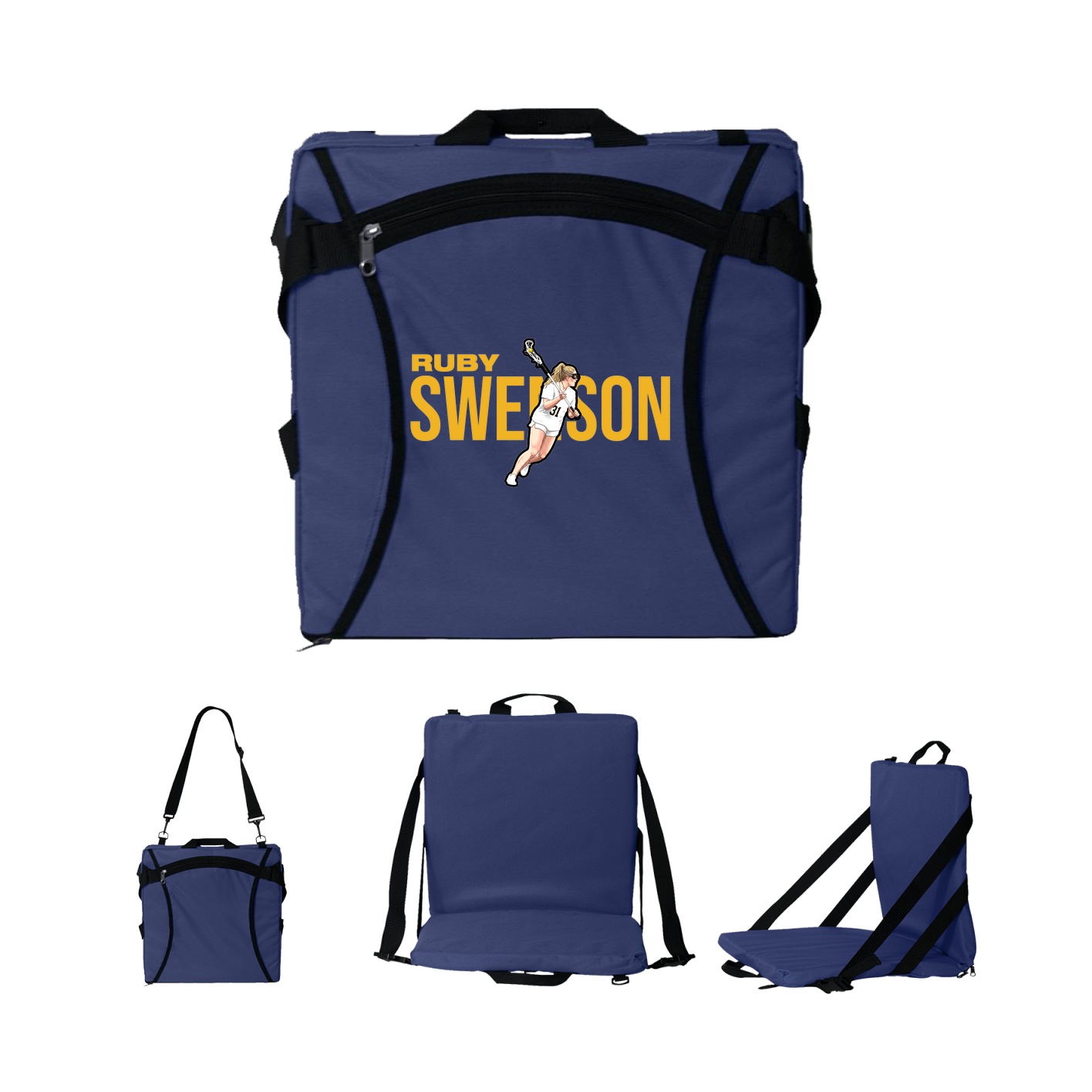 Folding Stadium Seat — Player Name in Navy