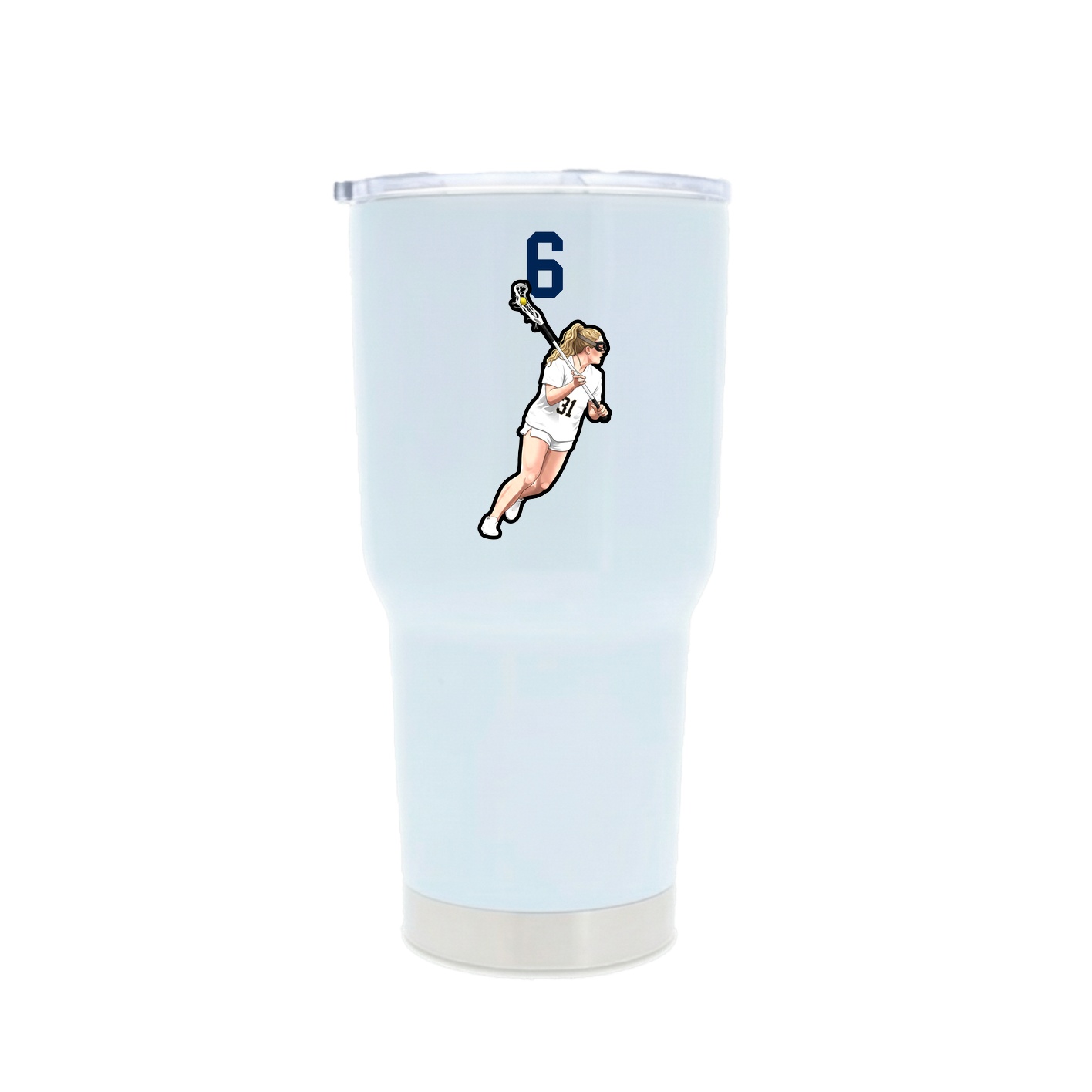 30oz Stainless Steel Tumbler — Number Top in White