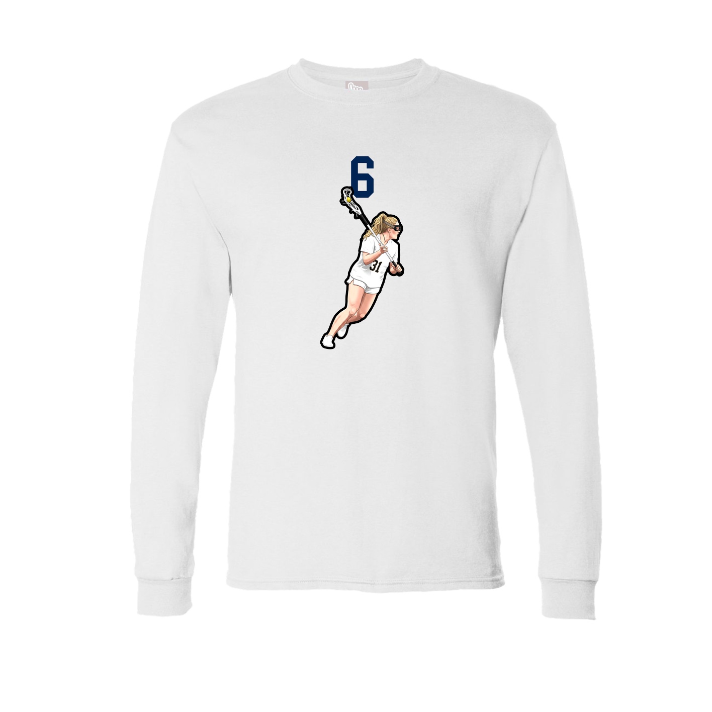 Long Sleeve Tee — Number Top in White
