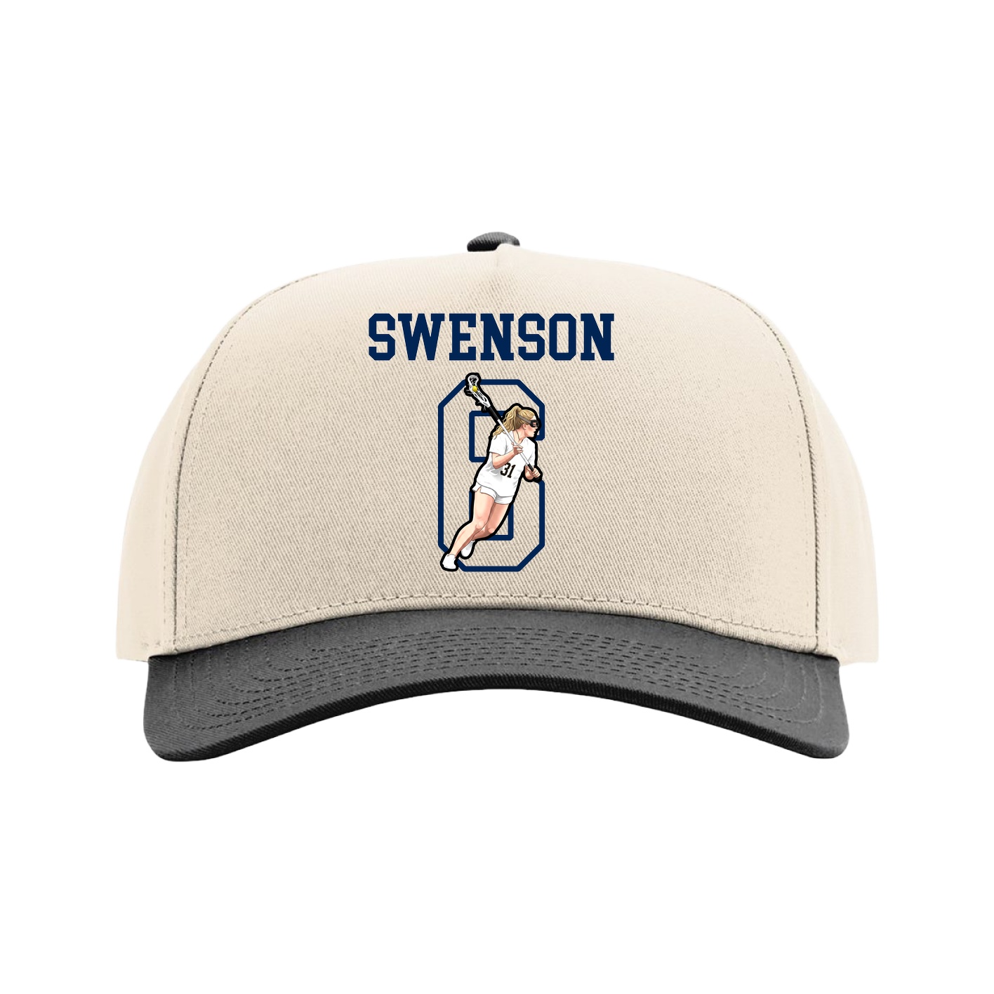 Full Fabric Five-Panel Champ Cap — Shirsey in Cream/Black