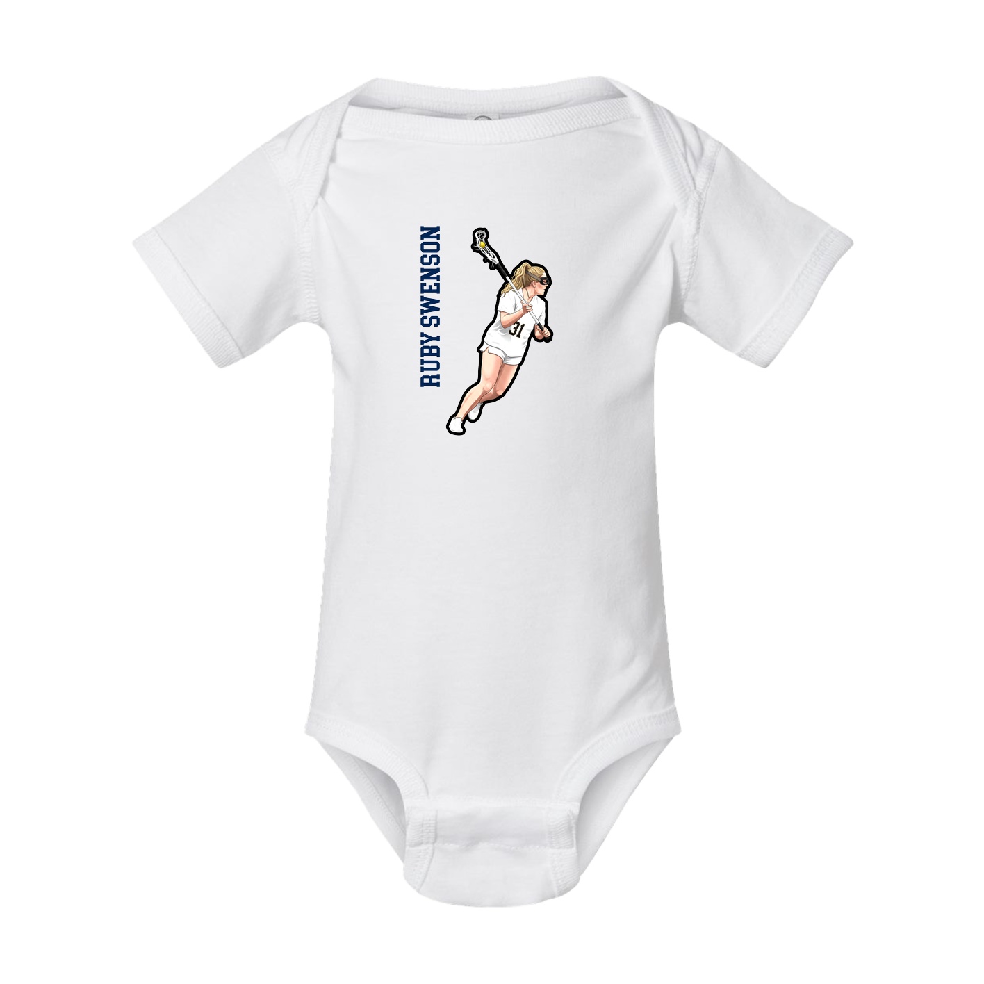 Baby Onesie — Name Vertical in White