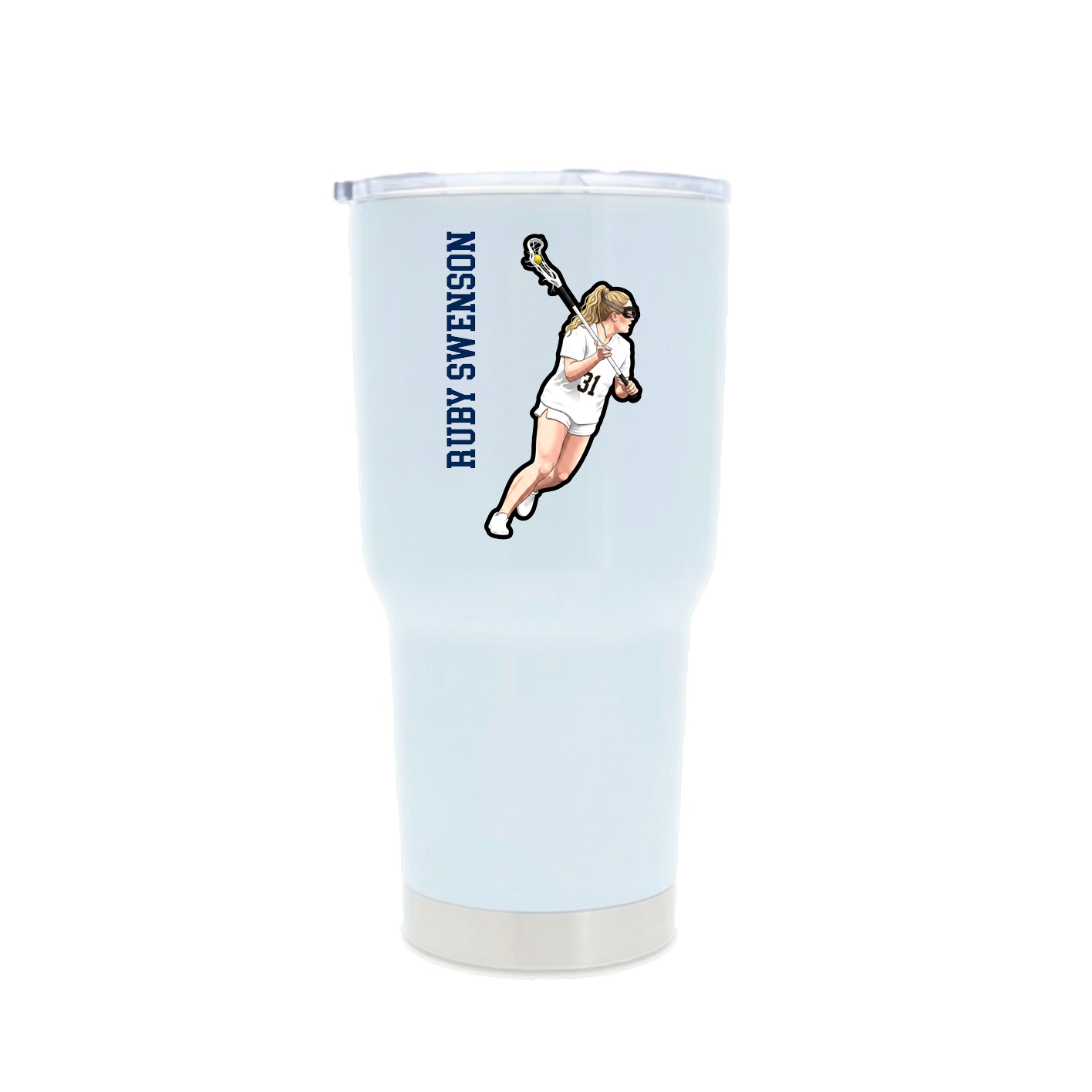 30oz Stainless Steel Tumbler — Name Vertical in White