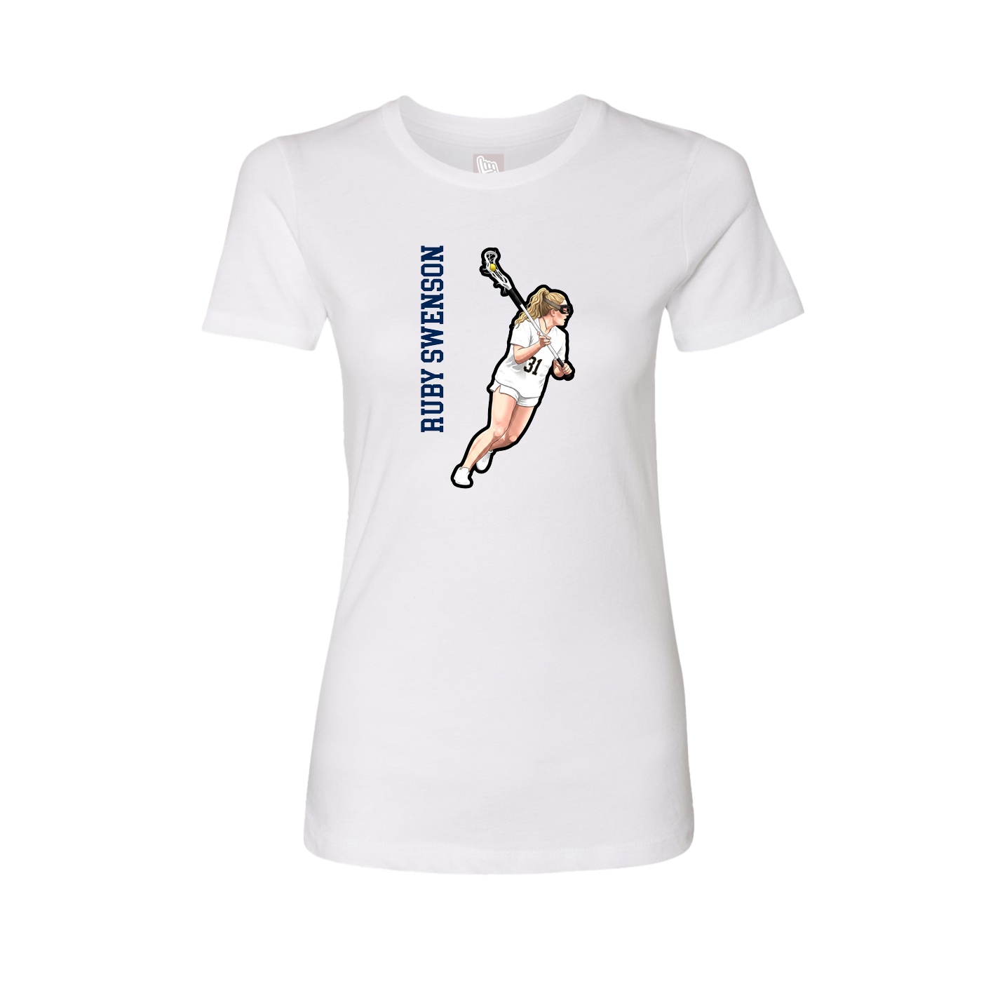Womens Tee — Name Vertical in White