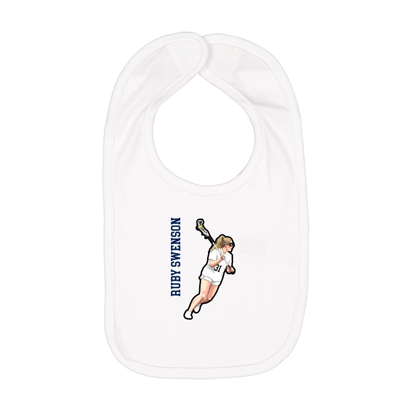 Infant Bib — Name Vertical in White