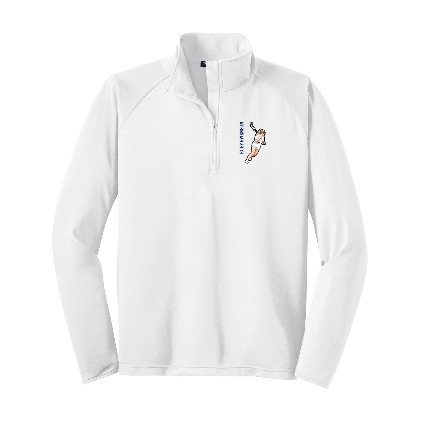 Q-Zip Pullover — Name Vertical in White