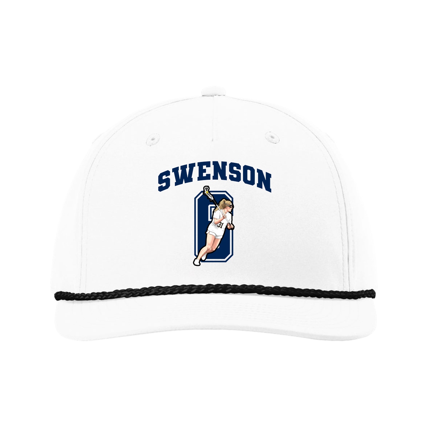 Five-Panel Classic Rope Cap — Number in White